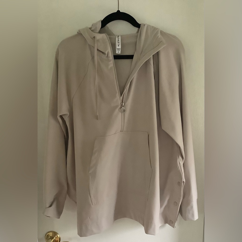 Athleta Glacier Handkerchief Poncho Hoodie, Abalone Grey SIZE S   #599674